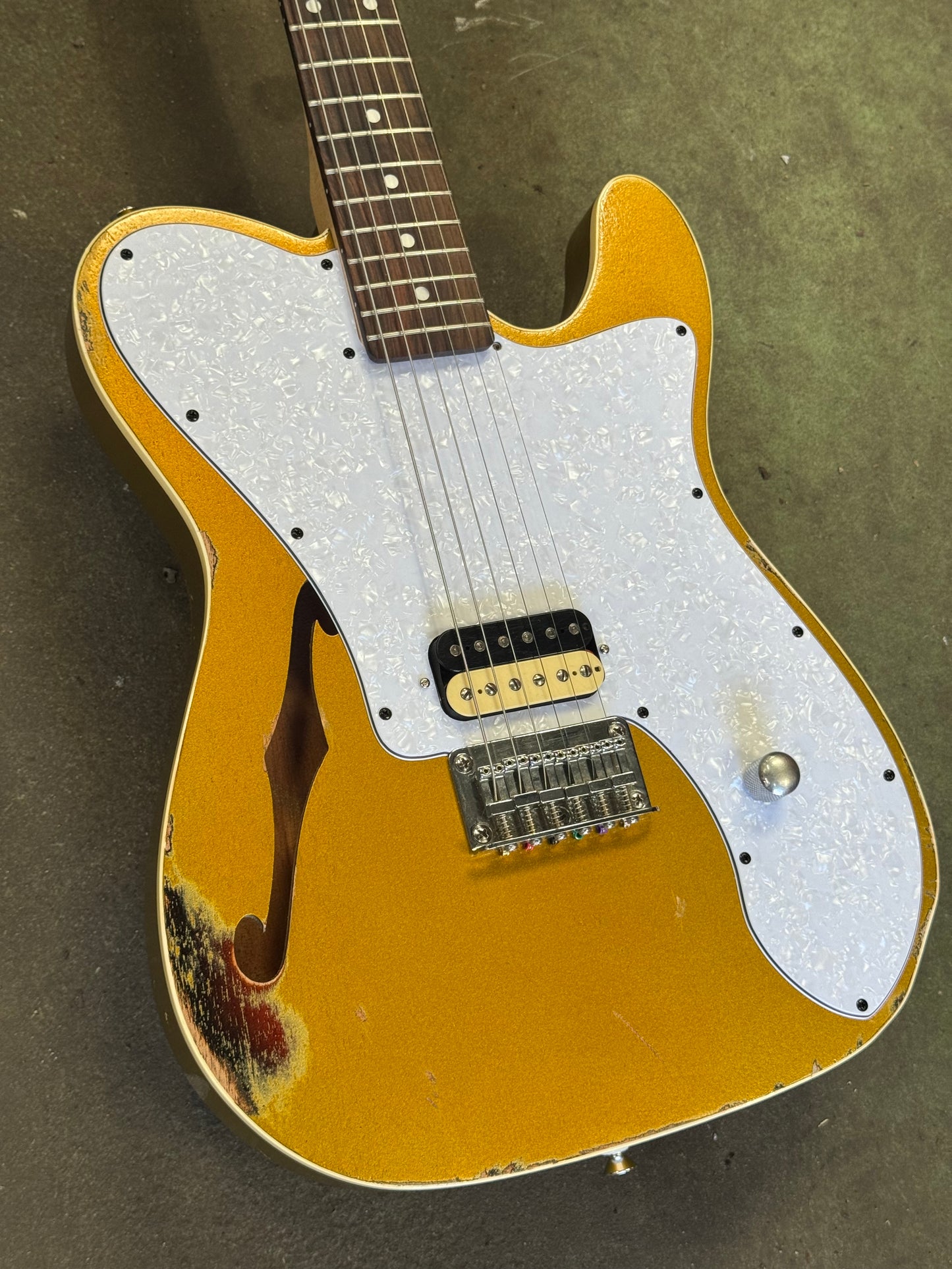 House 95 Jenson Custom Modern Thinline in Gold Over Two Tone