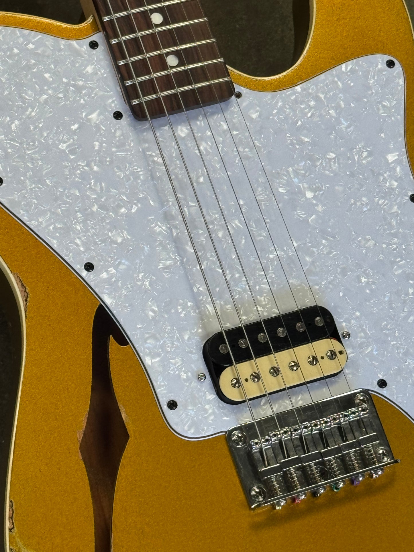 House 95 Jenson Custom Modern Thinline in Gold Over Two Tone
