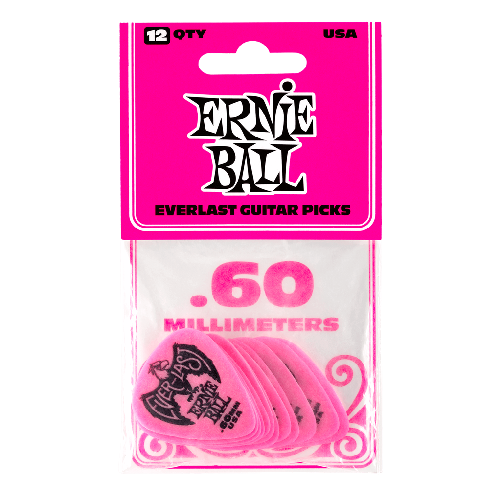 Ernie Ball EVERLAST PICKS 12-PACK PINK .60MM