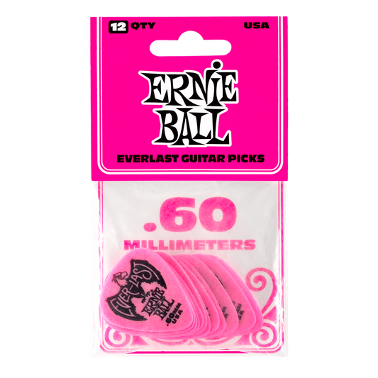 Ernie Ball EVERLAST PICKS 12-PACK PINK .60MM